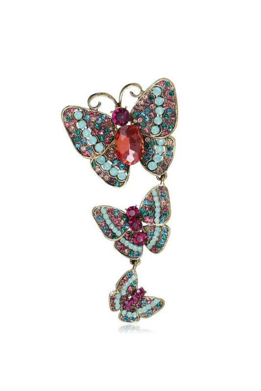 Three Butterflies Crystal Alloy Brooch
