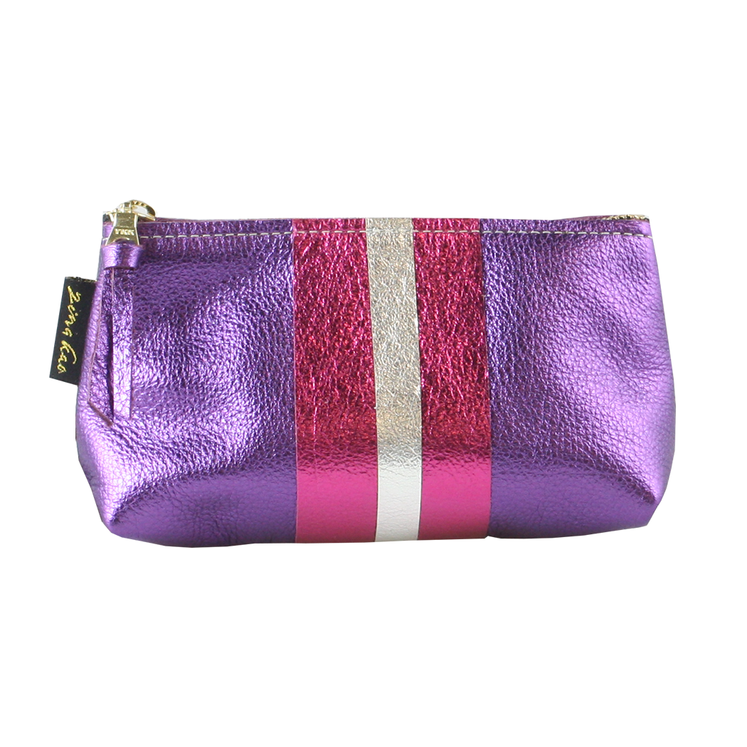 The Metallic Stripe Smaller Makeup Clutch
