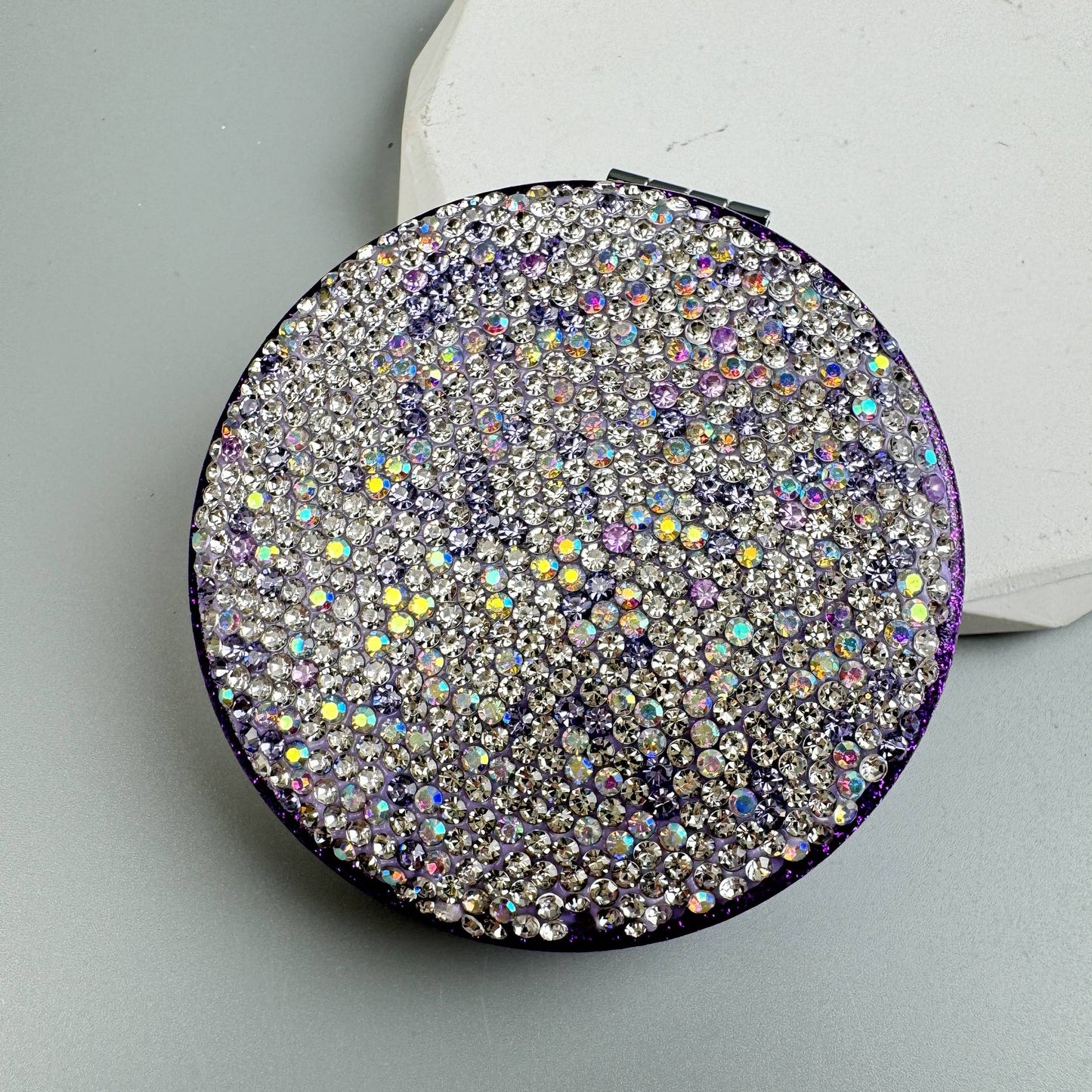Circle Rhinestone Folding Makeup Mirror