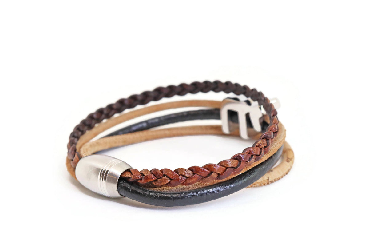 Jewish Judaic Chai Leather and Cork Bracelet