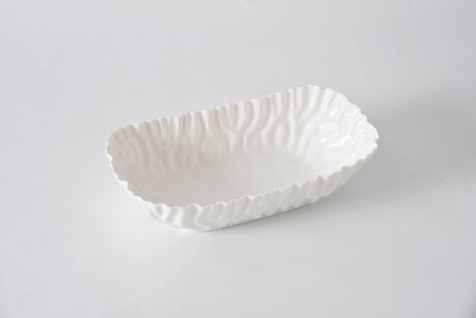 Porcelain White  Medium Deep Server (Scalloped Edges)