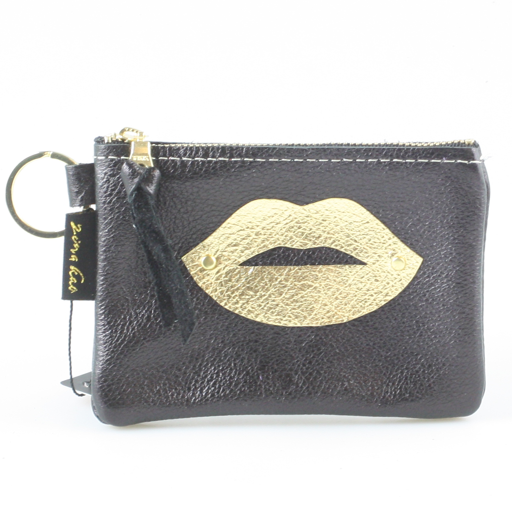 The LIPS Appliqué Clutch/Makeup Bag