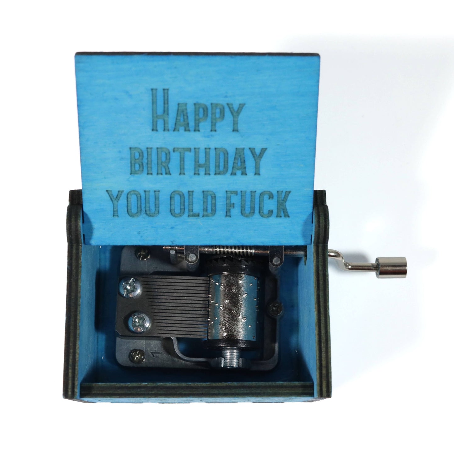 Funny "Happy Birthday You Old Fuck" Hand-Crank Music Box