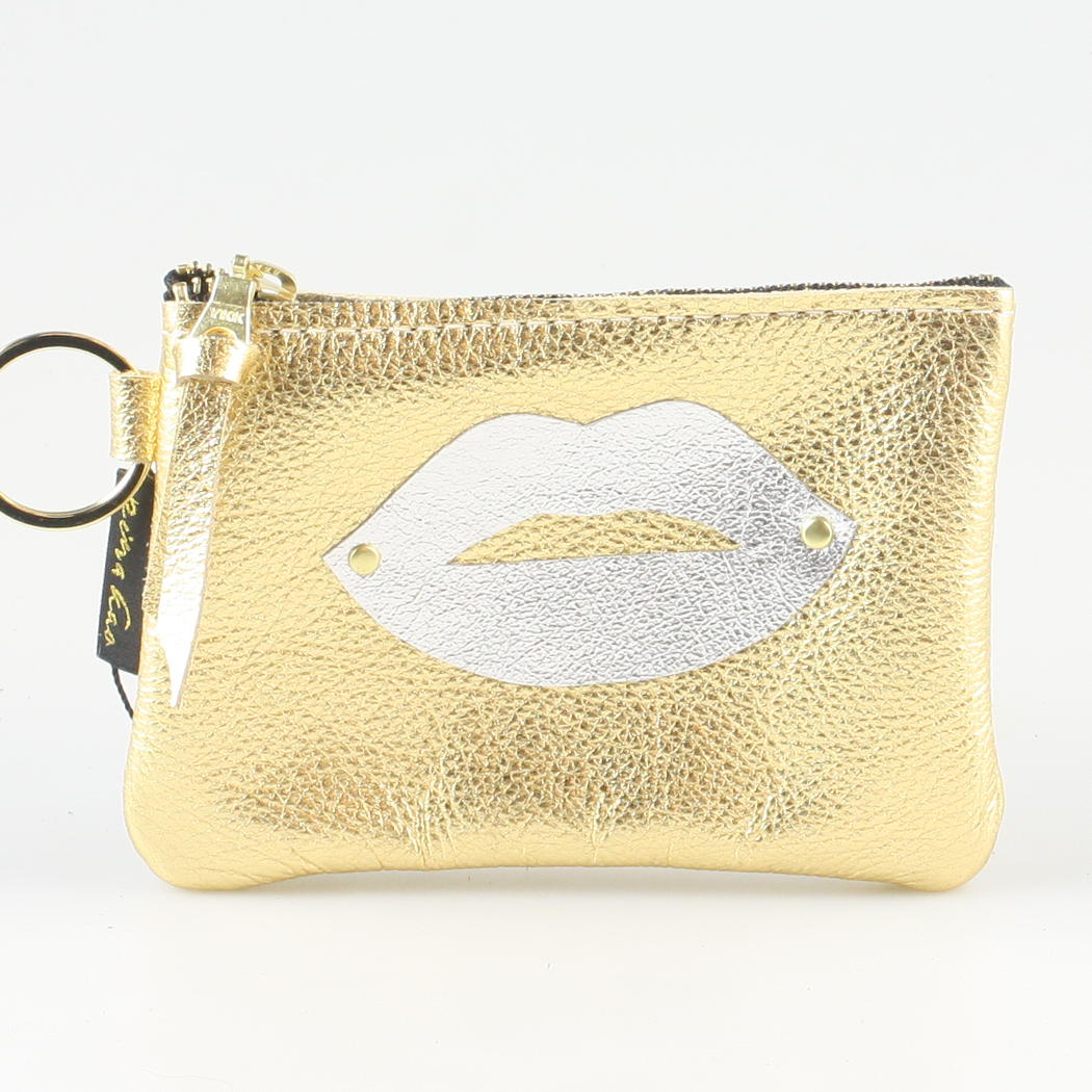The LIPS Appliqué Clutch/Makeup Bag