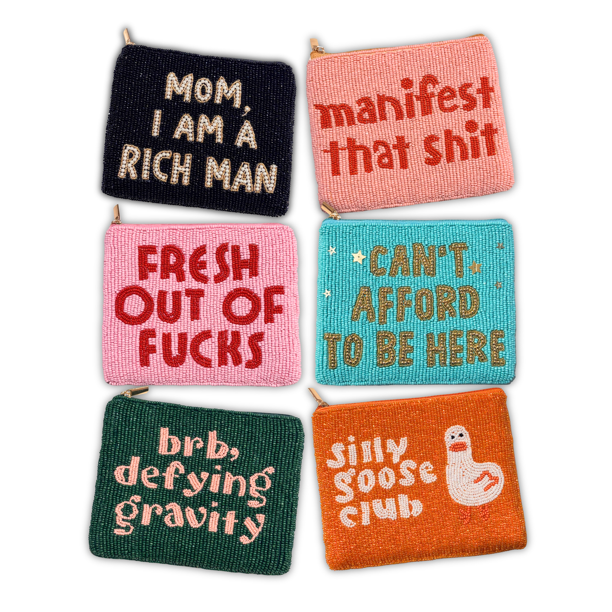Espresso Martini Club or Can I pull you For a Chat(XL) Luxury Beaded Coin Purse - Trendy Coin Pouch