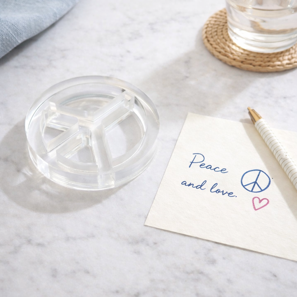 Acrylic Napkin Weight, Clear Peace Sign