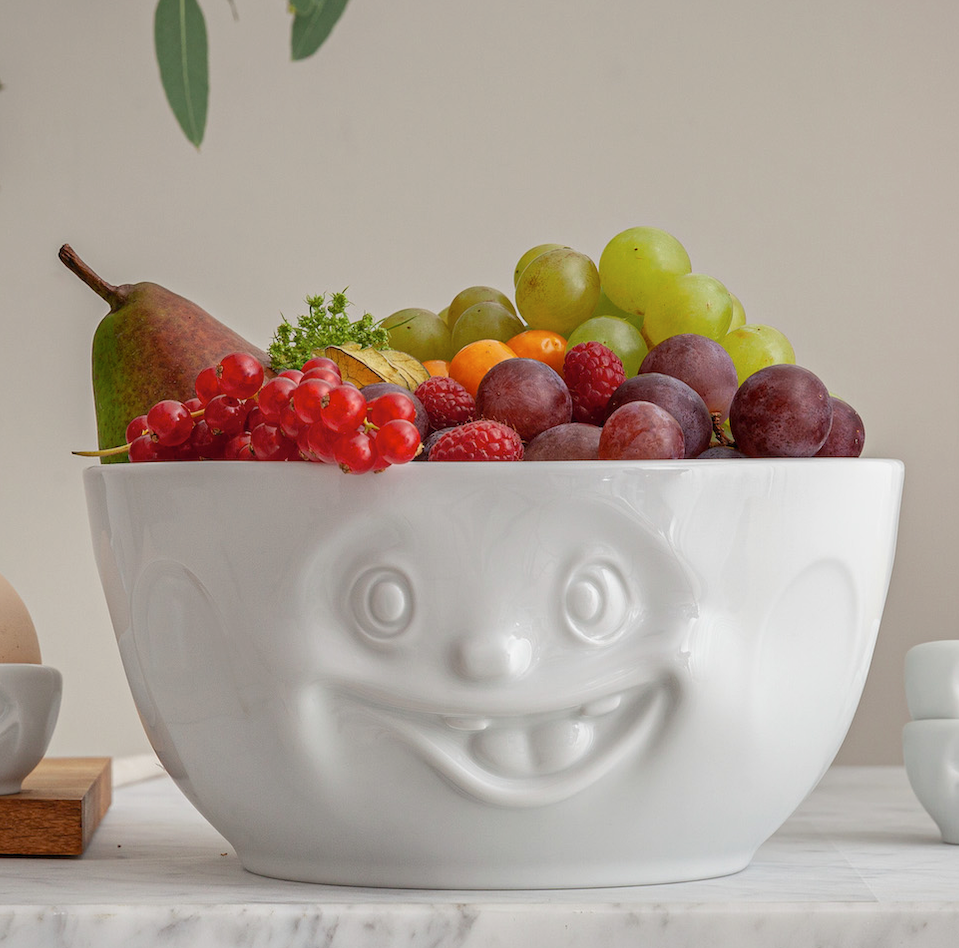 Big Porcelain Serving Bowl, 'Out of Control' Face