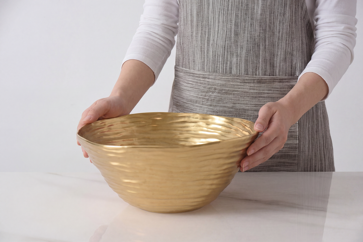 Extra Large Gold Porcelain Serving Bowl