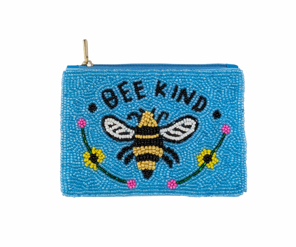 Ladies Fully Beaded BEE KIND Themed Coin Purse