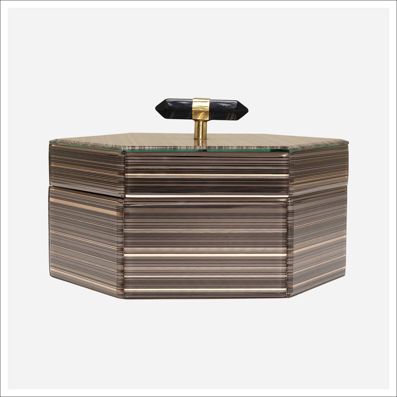 Brown Hexagon Decorative Box, 9"L