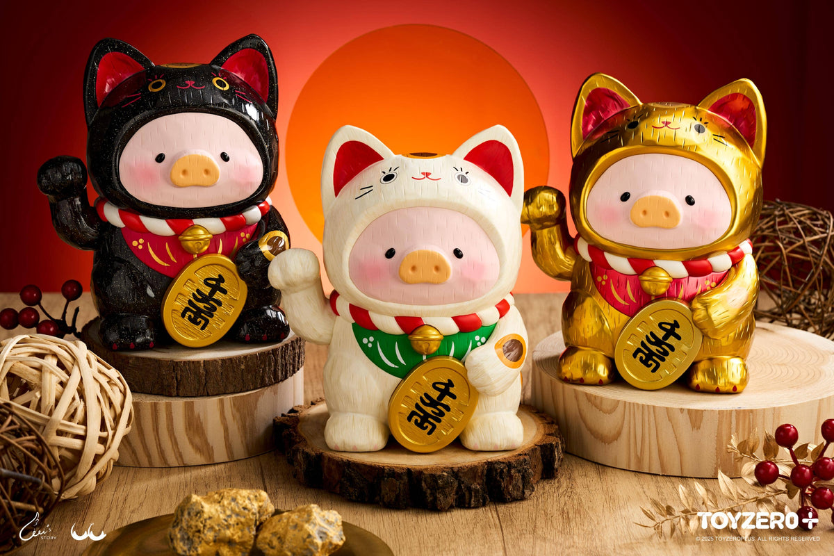 LuLu the Piggy -Wood-Carving Maneki Lu (Golden Cat)
