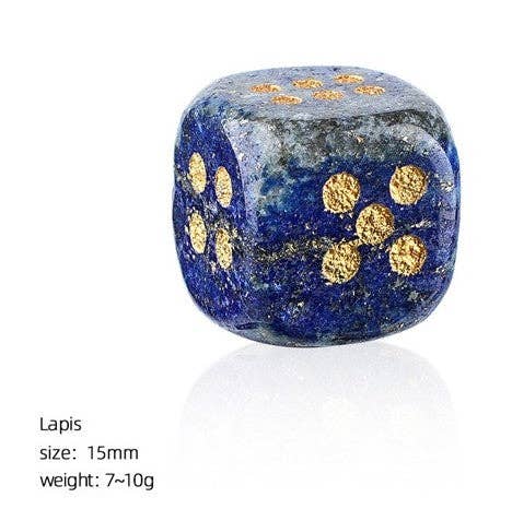 Dice - 15mm Natural Jade Laser Engraved Cube Dice with Rounded Edges Semi-Precious Stone (Set of 2)