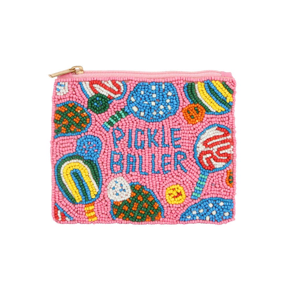 PICKLE BALLER Message Seed Beaded Mini Pouch Bag