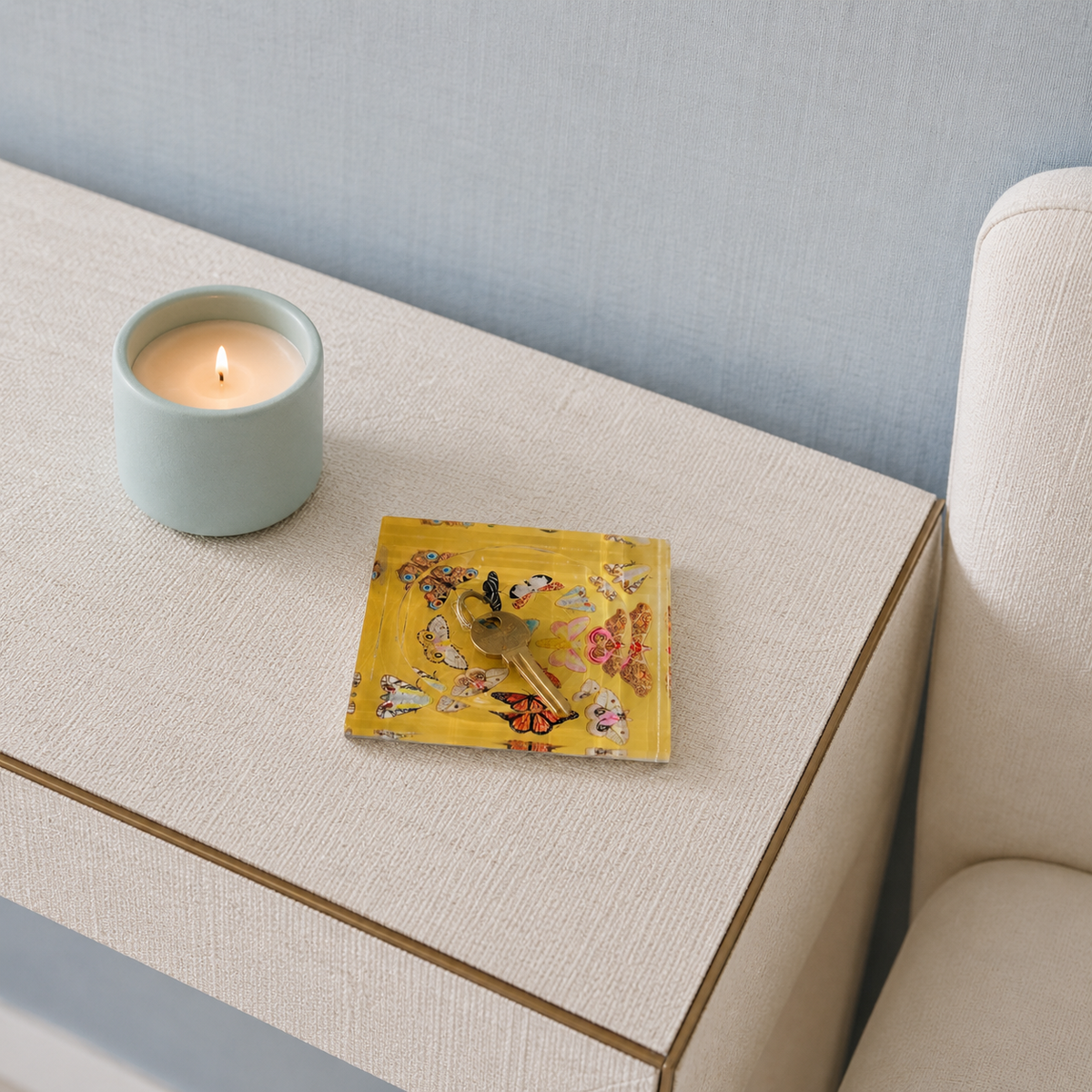 Catchall Lucite Bowl  - Golden Butterfly