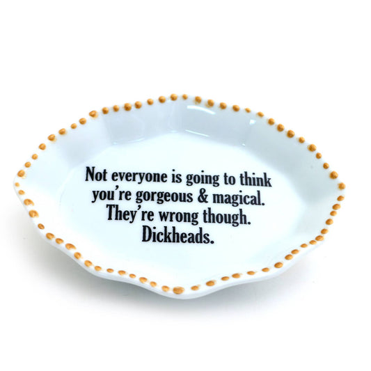 Porcelain oval tray with gold rim, Gorgeous and Magical