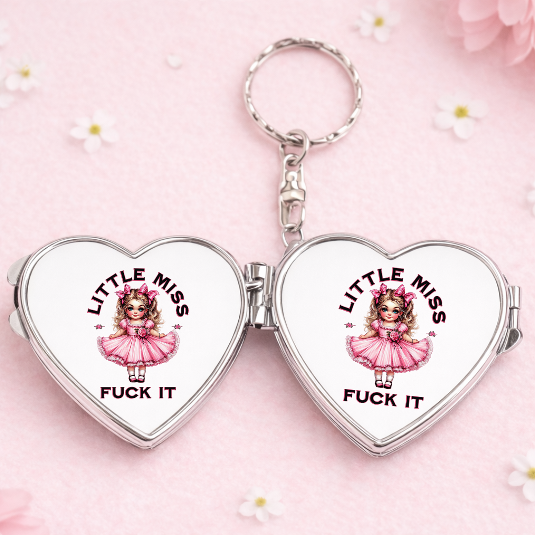 Little Miss, Sarcastic Gift Heart Shaped Keychain Mirror
