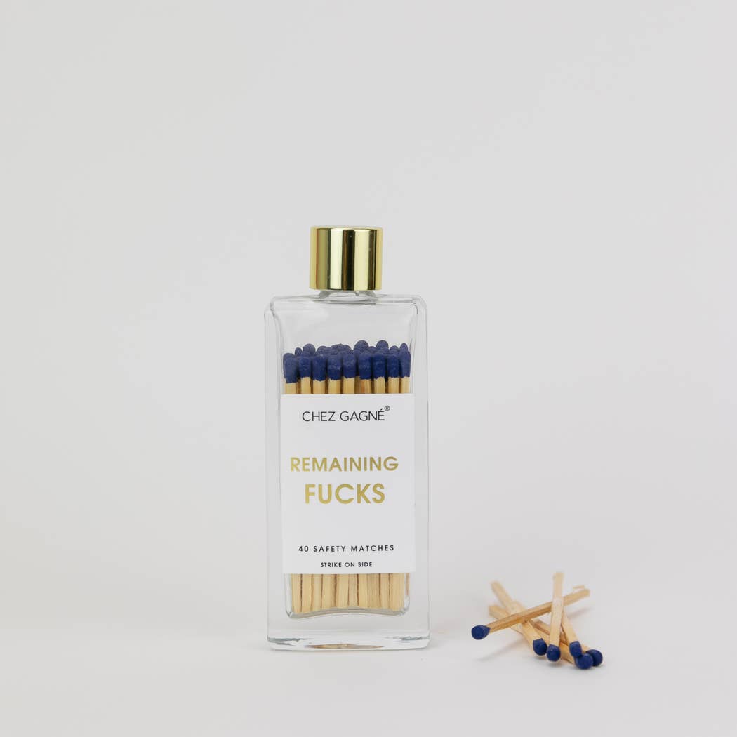 Remaining Fucks - Glass Bottle Safety Matches - Navy