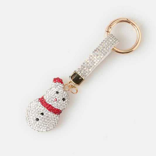 Pave Christmas Theme Snowman Bag Charm