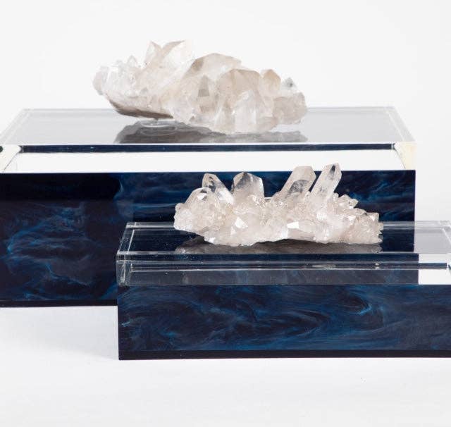 Coastal Blue Luminous Acrylic Box with crystal (One of a Kind)
