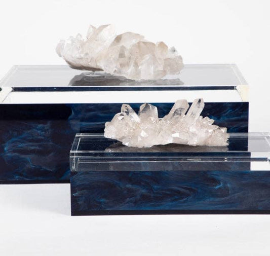 Coastal Blue Luminous Acrylic Box with crystal (One of a Kind)