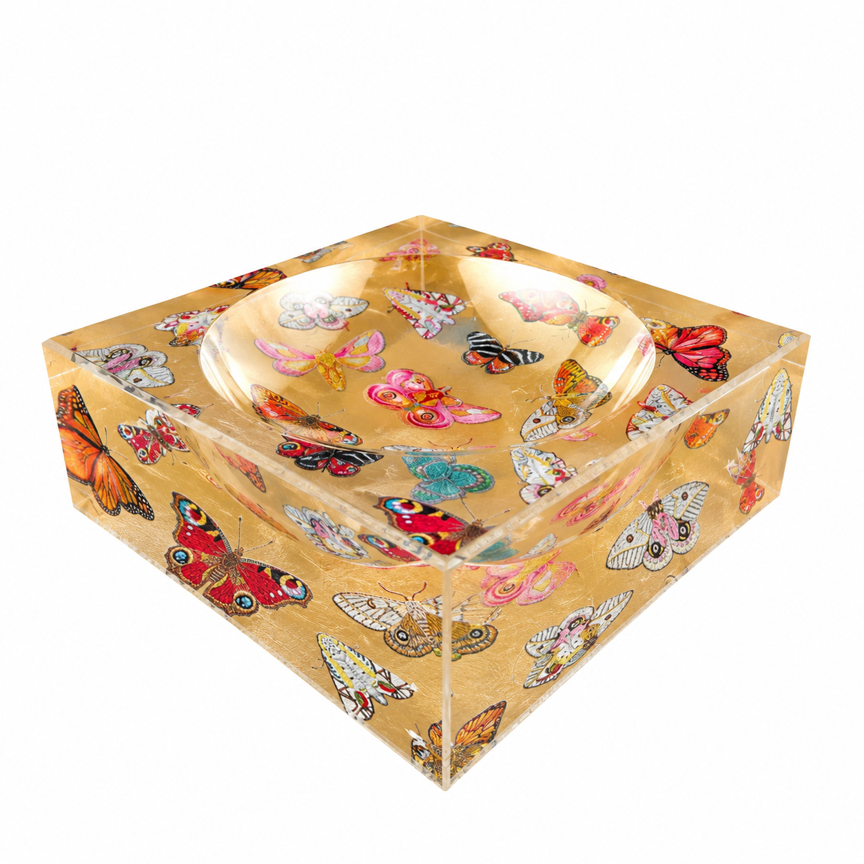 Petit Acrylic Bowl,  Golden Butterfly