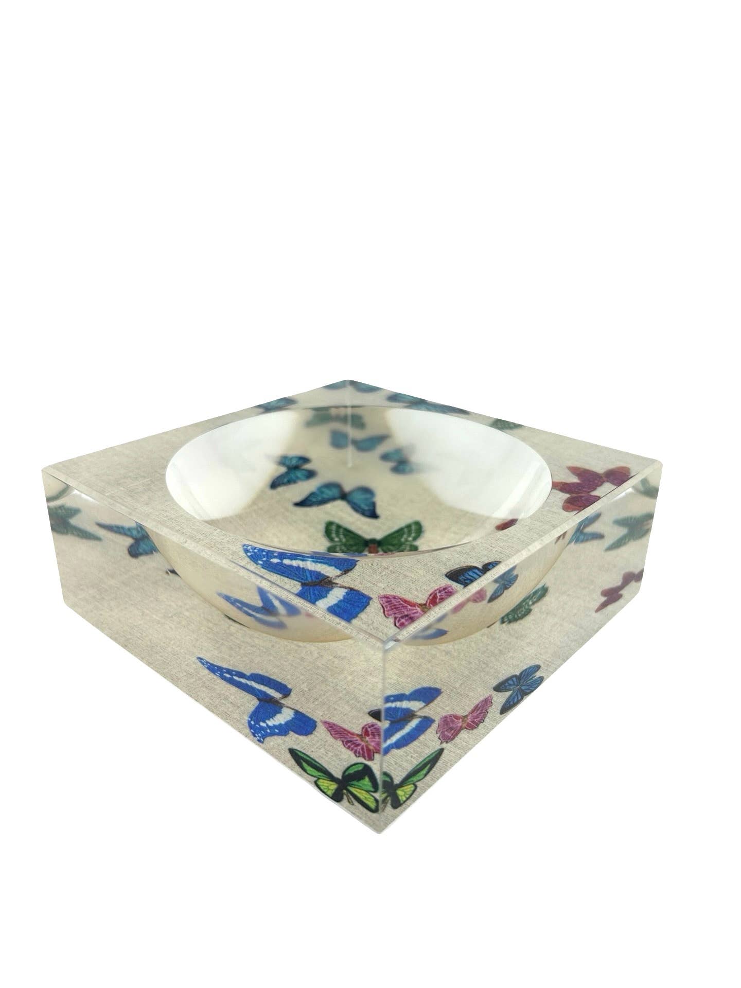 Petit Acrylic Catchall Bowl, Natural Butterfly