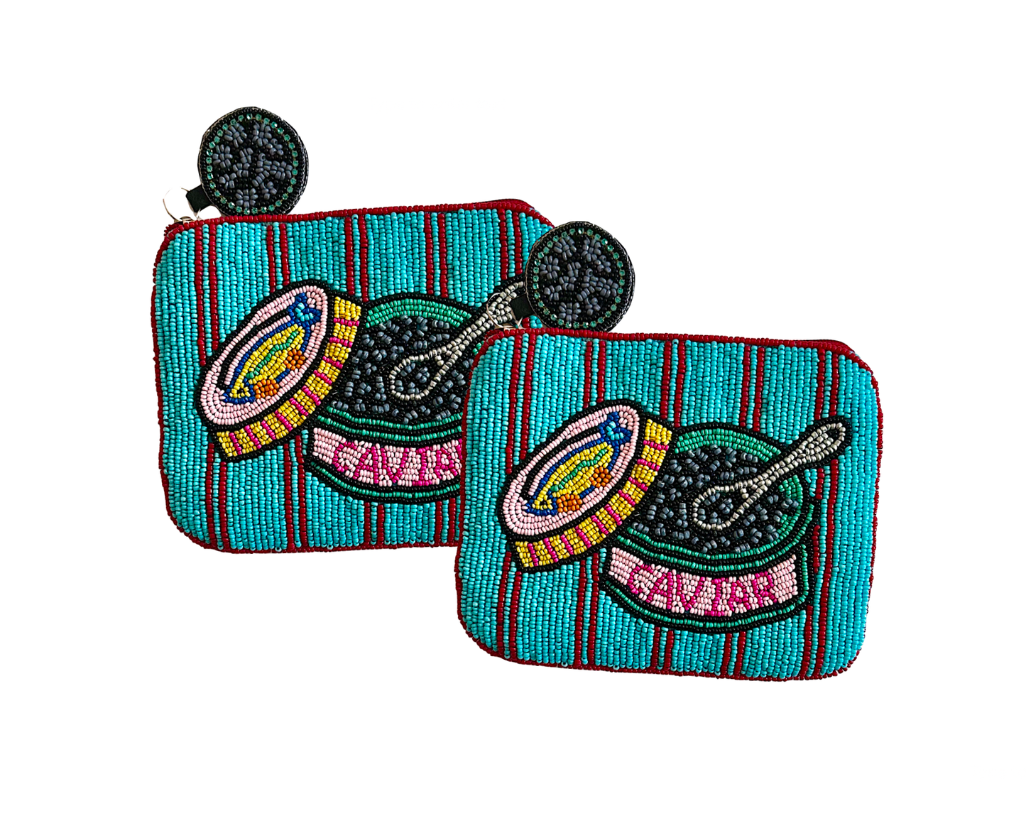 Beaded Caviar Coin Purse, Luxury Vacation Foodie Lily Posh