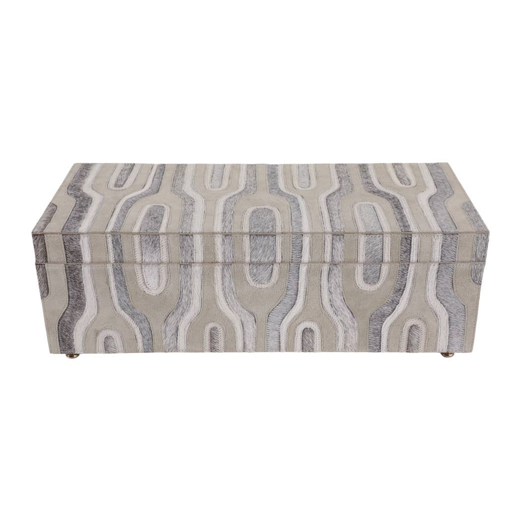 Decorative Box - Gray Wood Rectangular with Lid, 16 in.