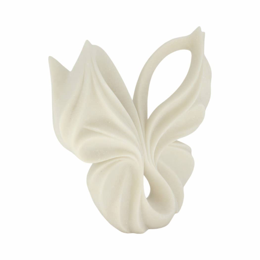 Decorative Sculpture - White Quartz Resin Butterfly, 16 in.