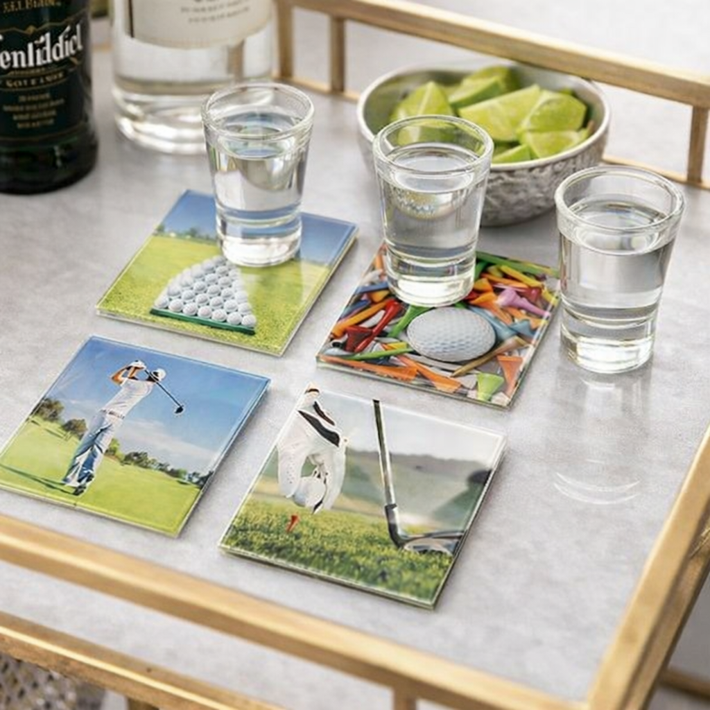 Golf Lover Glass Coasters -Set of 4 Coasters