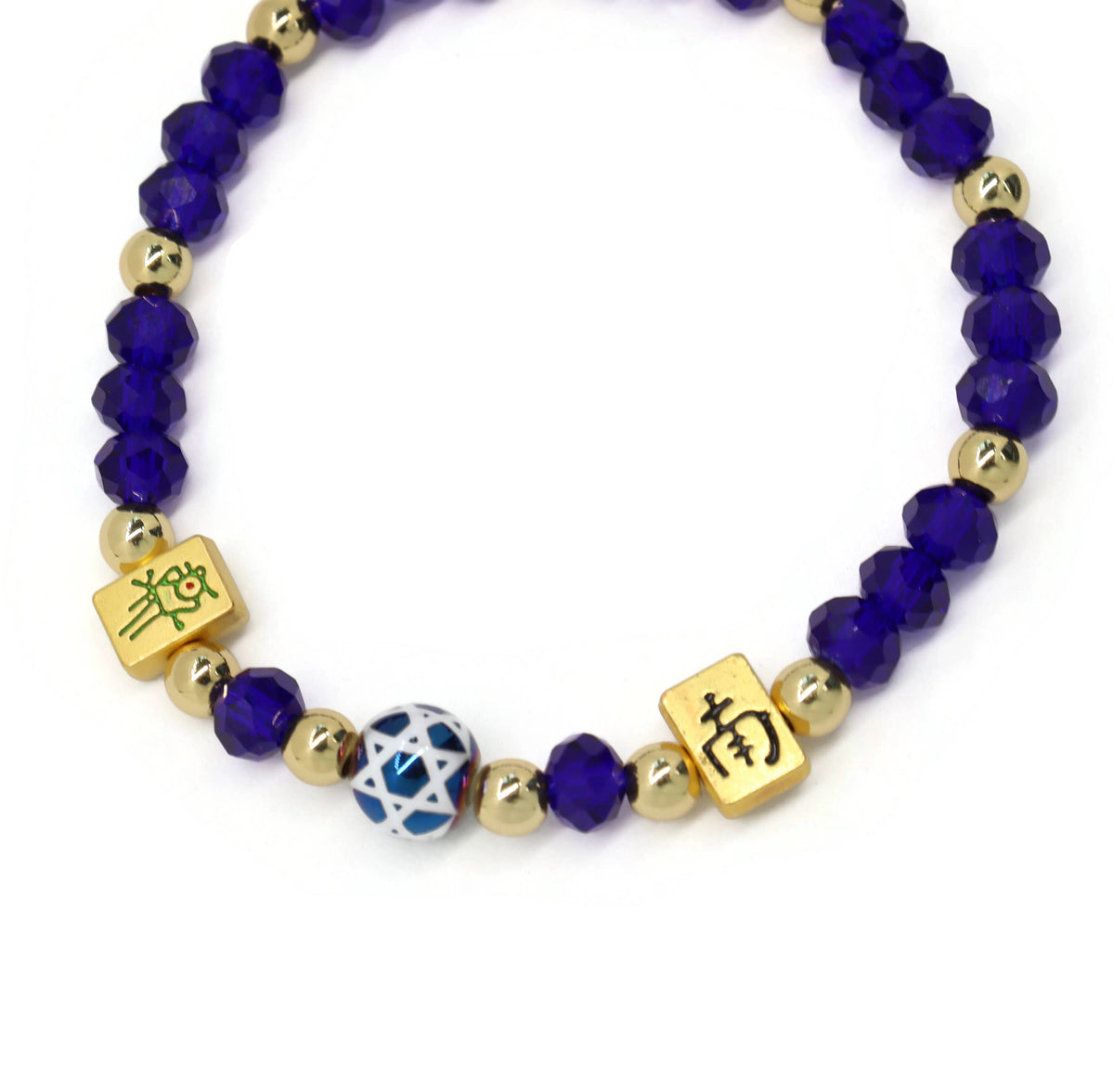 Mahjong Gold & Blue Bracelet