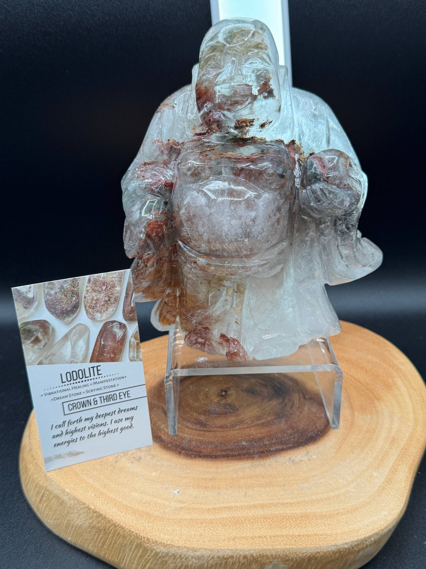 Happy Laughing Buddha Lodolite garden quartz G992