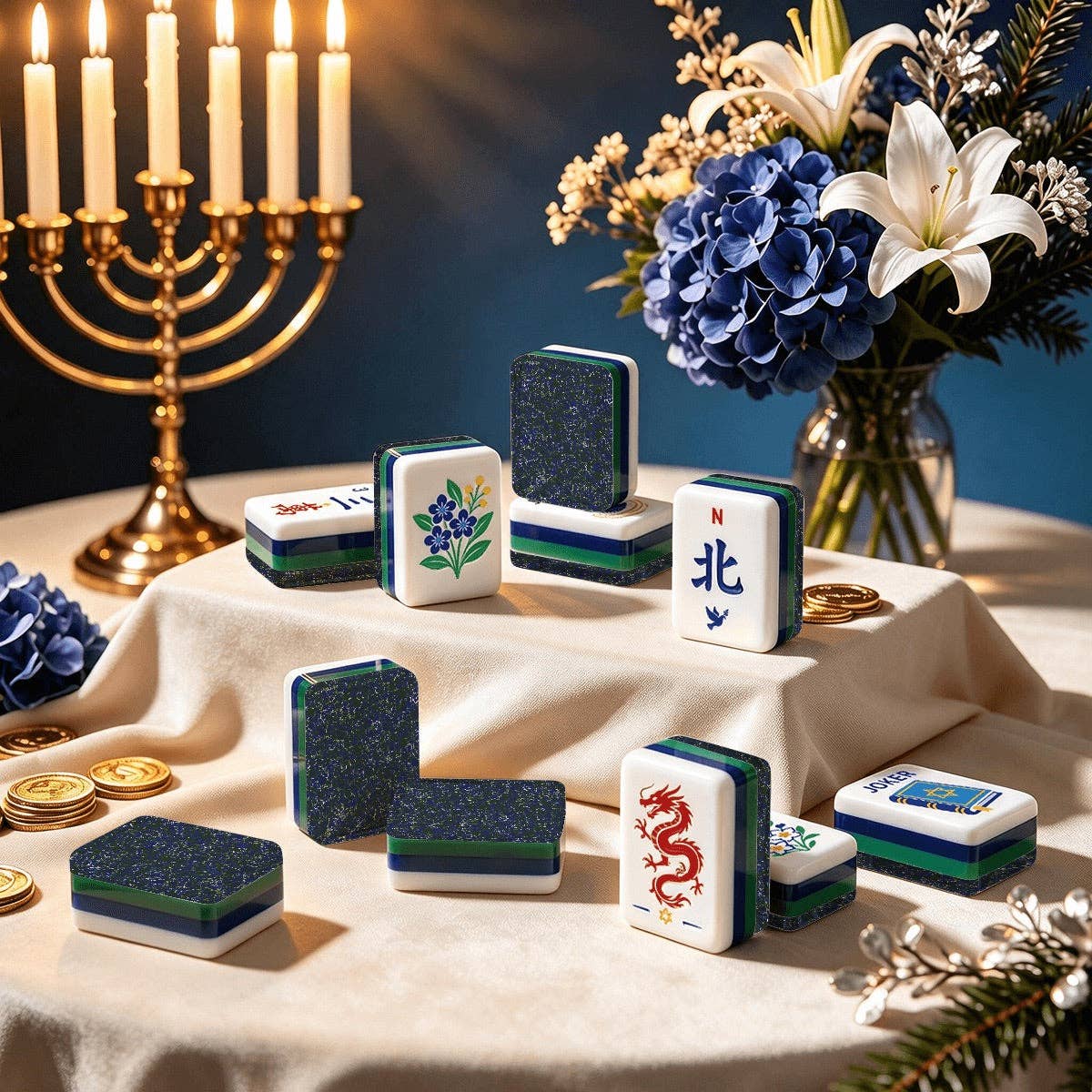 Exclusive- Heritage Hanukkah Mahjong Tiles - (Limited Production/Order Now)