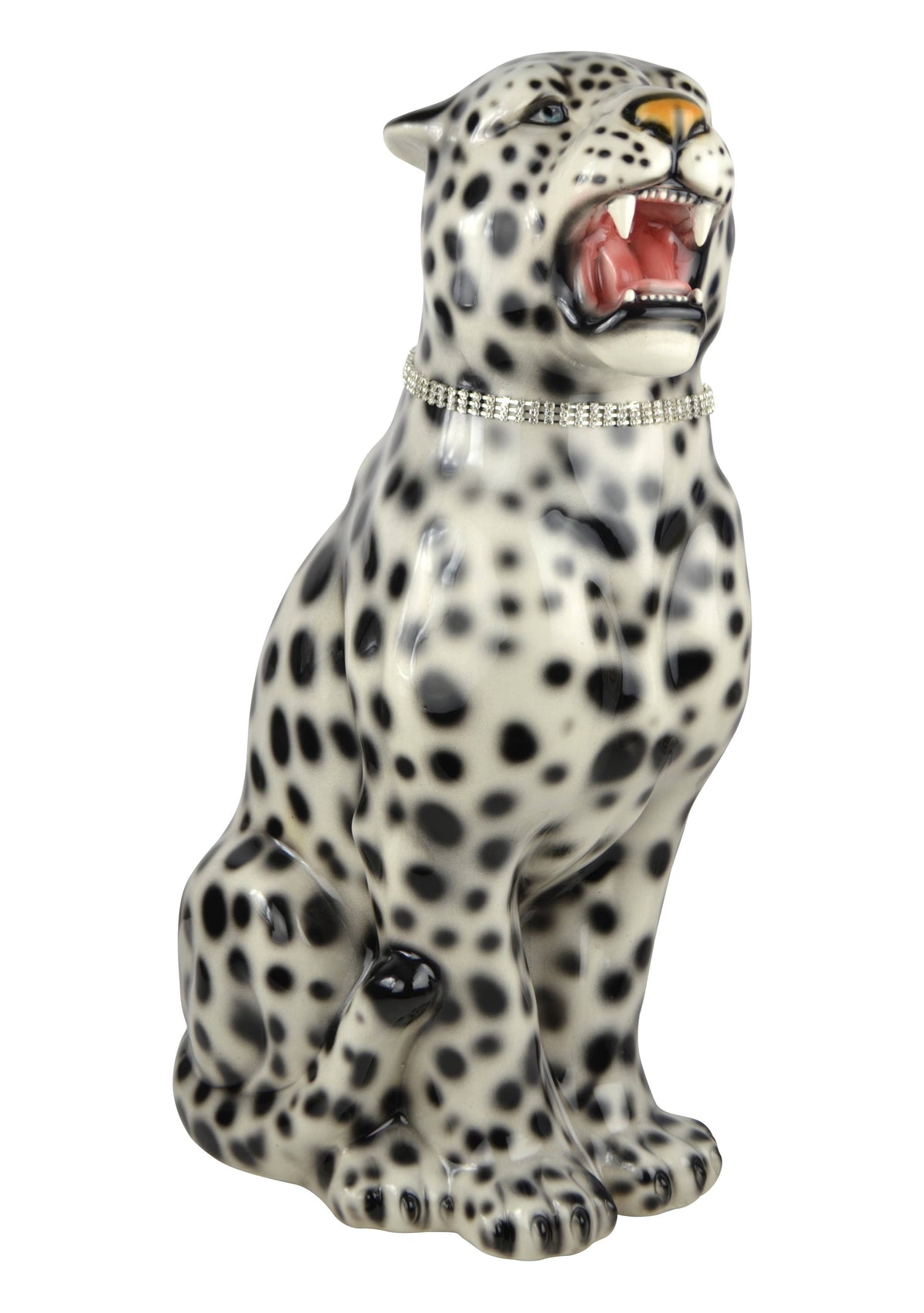 22" BLACK & WHITE LEOPARD, (CAPODIMONTE)