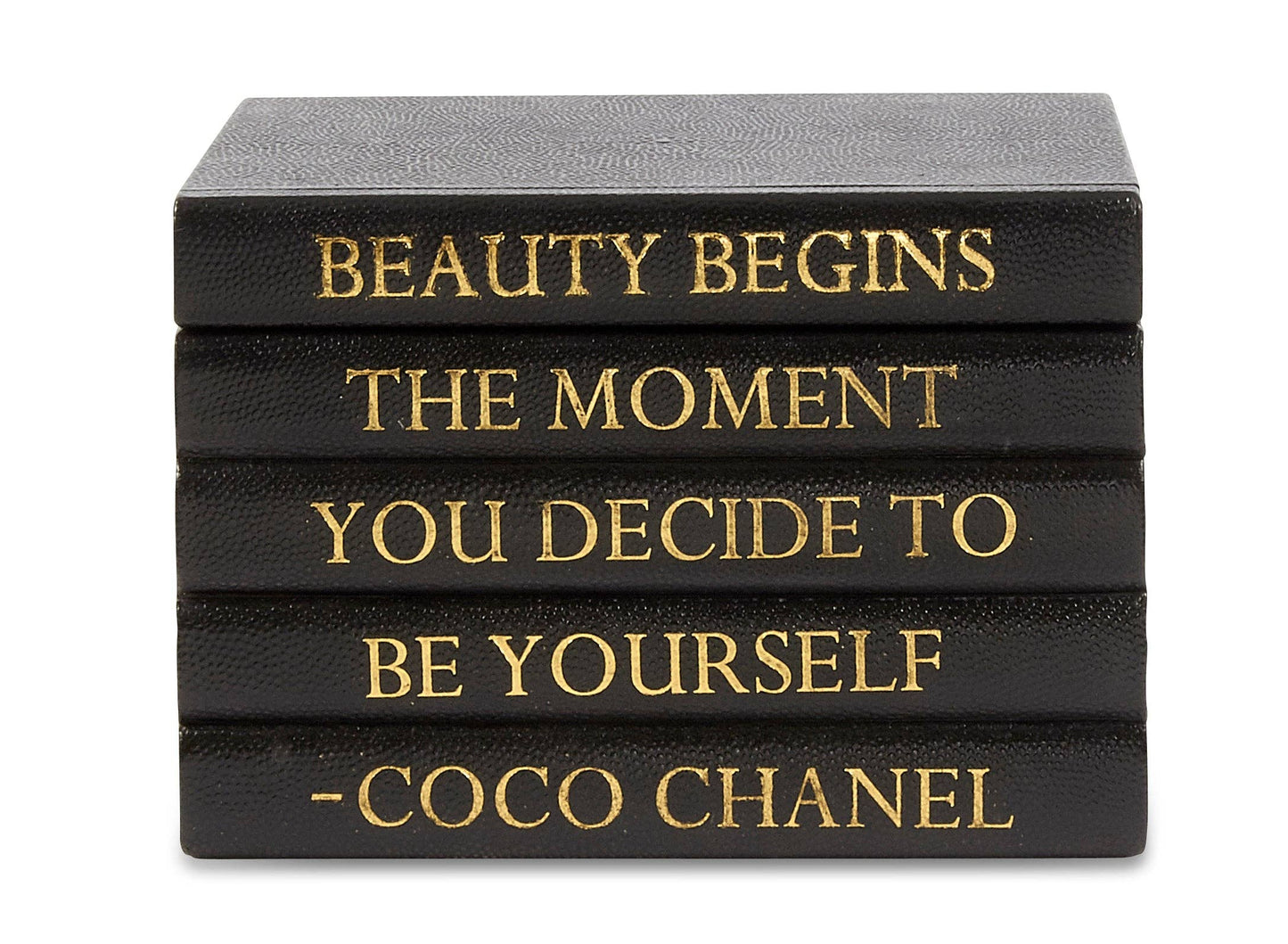 Black Shagreen Book Box with Coco Chanel Quote