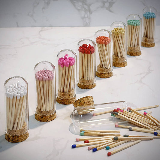 2" Matches in Mini Cloche Jar- Color of Your Choice