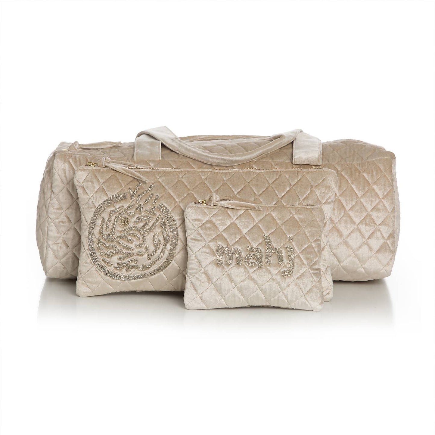 Mahjong Bag Travel Set - Silver (2 pieces) Small coin purse not included