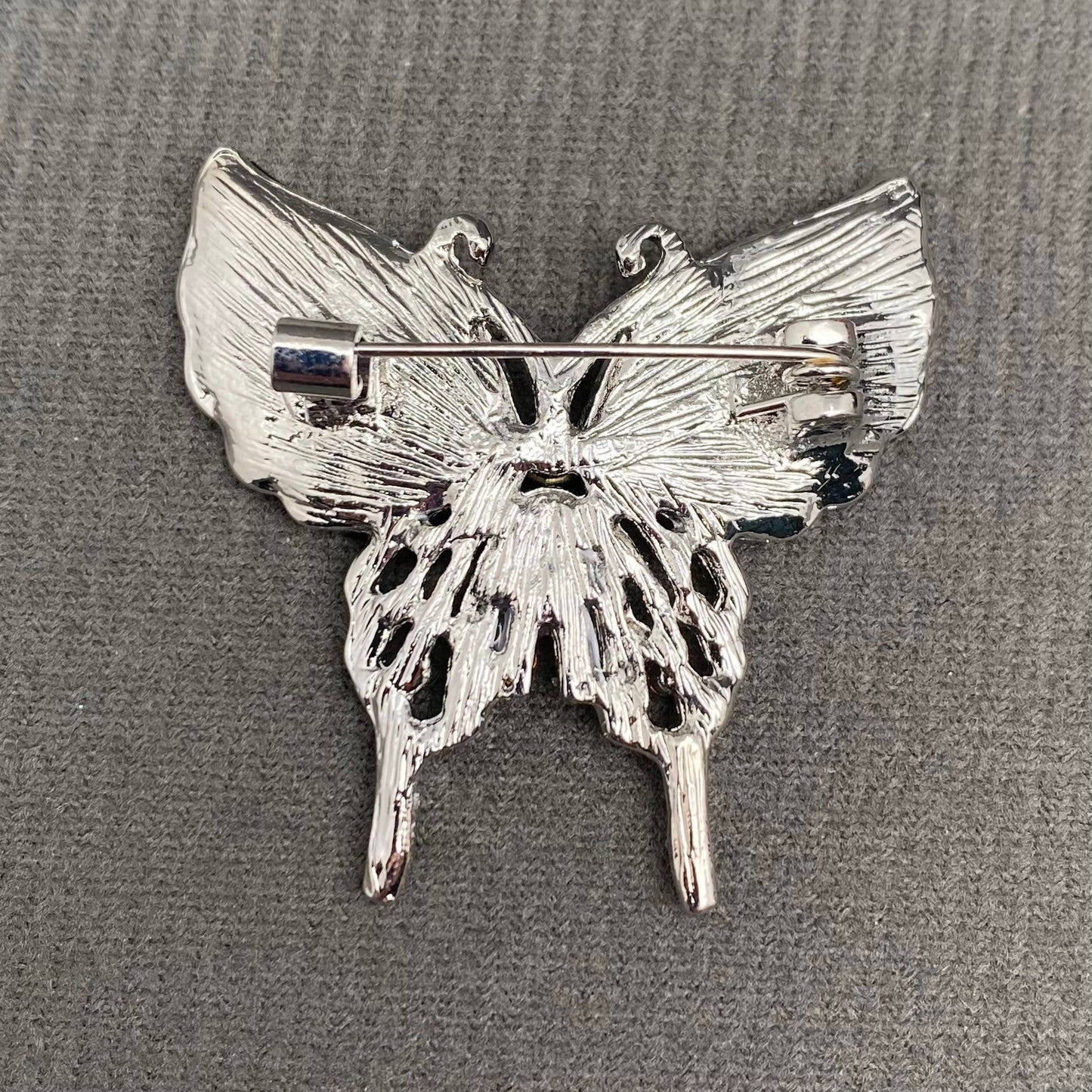 Rhinestones & Abalone Shells Inlaid Butterfly Brooch