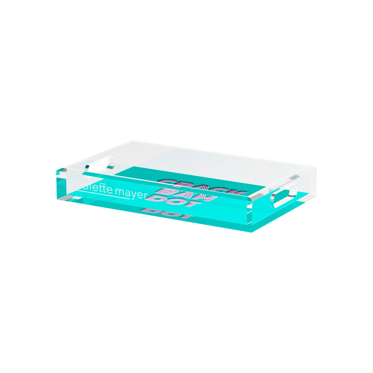Mahjong Crack Bam Dot Acqua Pink Acrylic Rectangle Decorative Tray