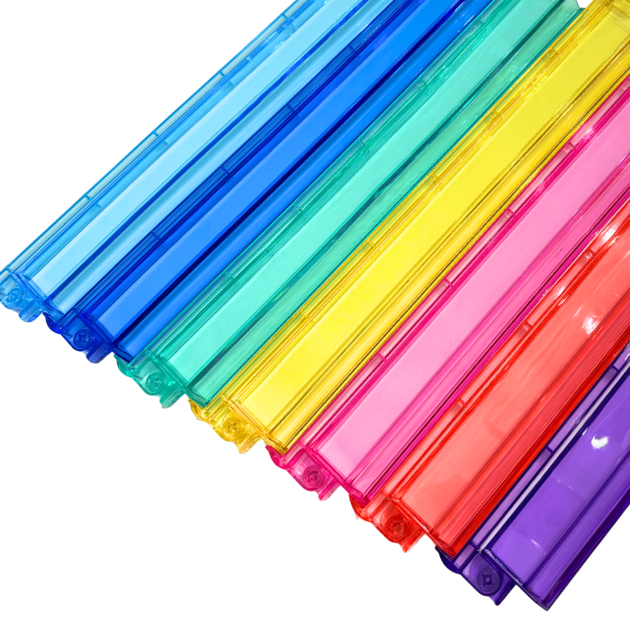 Mahjong Rack and Pusher Set of 4 - Multi Colors Blue Purple Red Green Clear