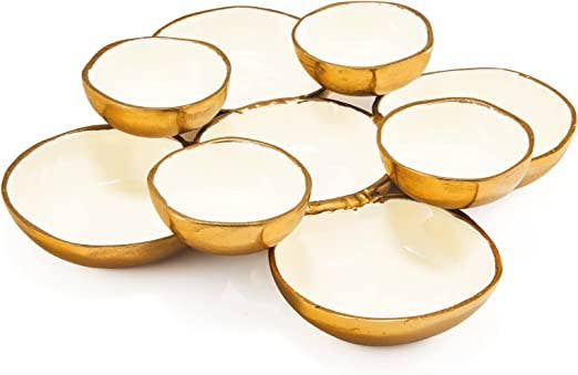 Cluster of 9 Round Serving Bowls Decorative Bowls Gold
