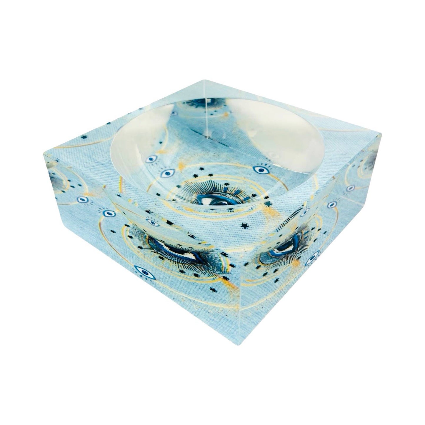 Acrylic Bowl, Aura Evil Eye Denim