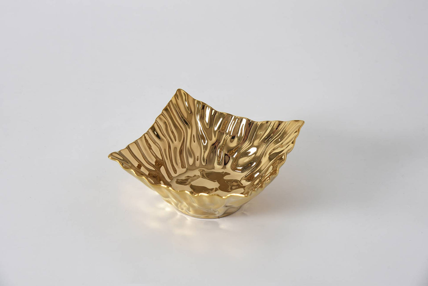 Square Gold Snack Bowl with Pointed Edges