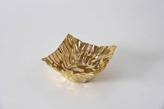 Square Gold Snack Bowl with Pointed Edges
