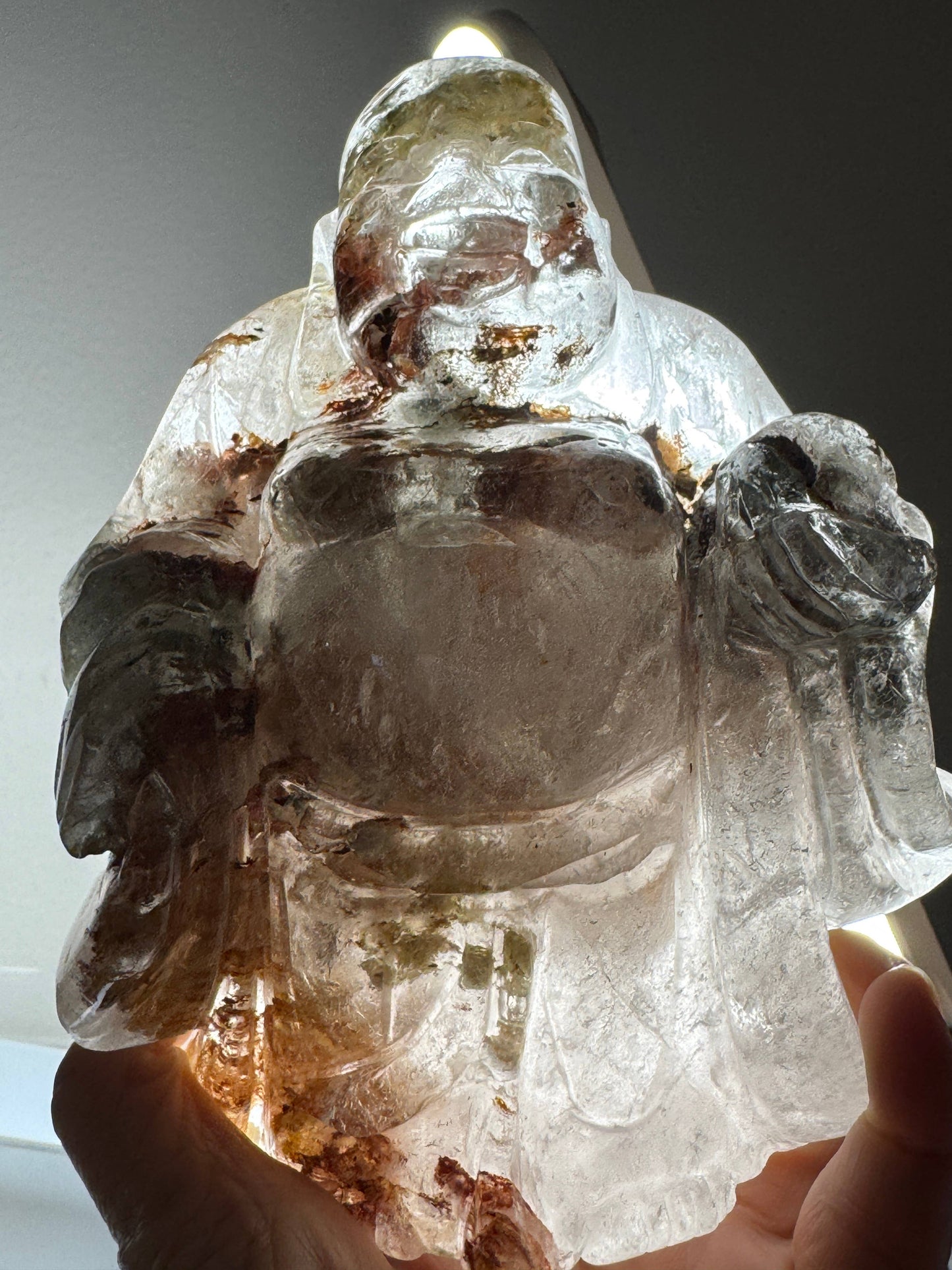 Happy Laughing Buddha Lodolite garden quartz G992