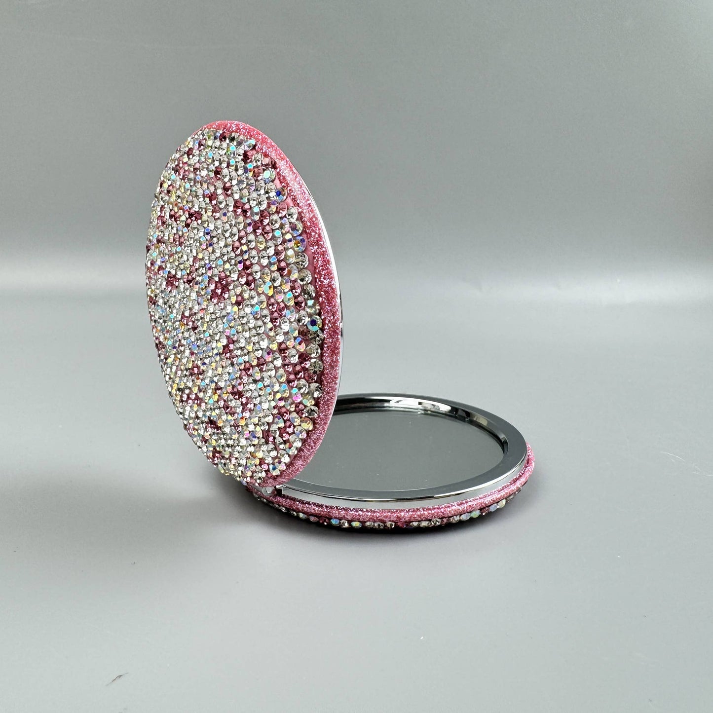Circle Rhinestone Folding Makeup Mirror