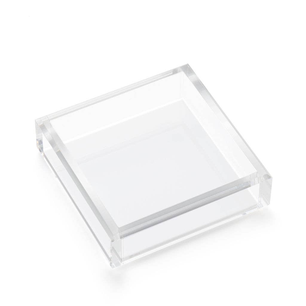 Hamptons White Hand Cut Luxury Cocktail Napkin Acrylic Tray
