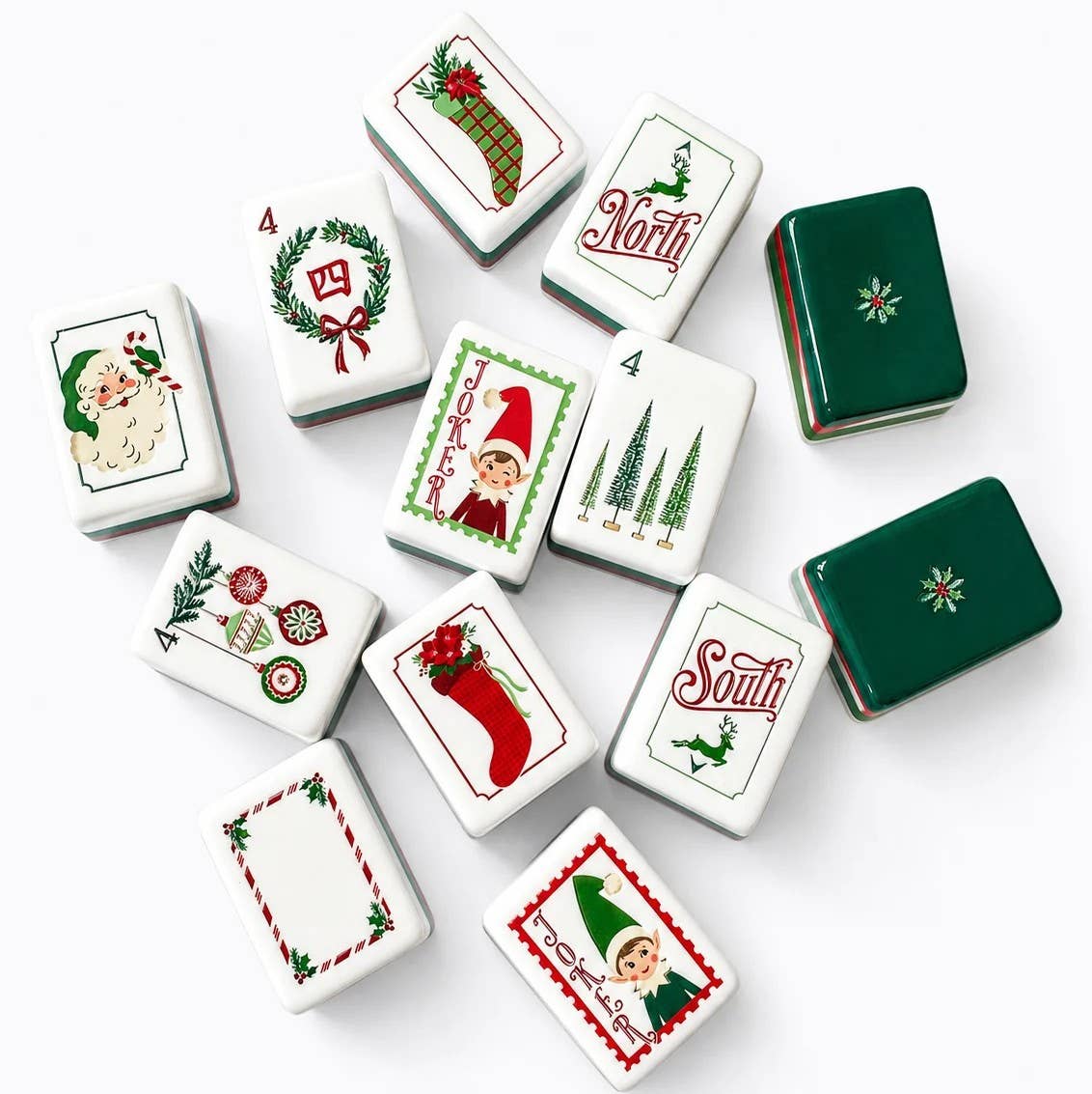 2026 Four-Layer Deluxe Portable Christmas Mahjong Set