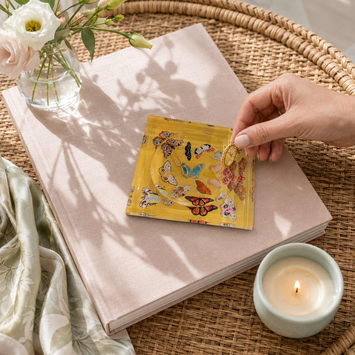 Catchall Lucite Bowl  - Golden Butterfly