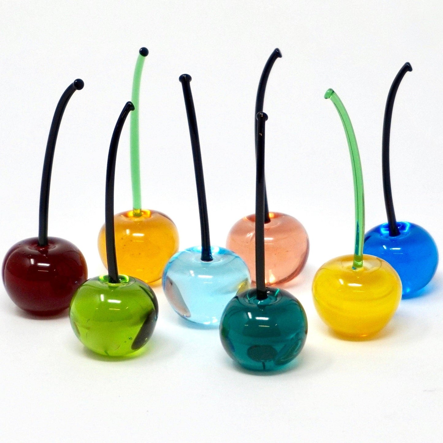 Murano Glass Cherries, Lifelike, Multi-Color, Made in Italy (each)
